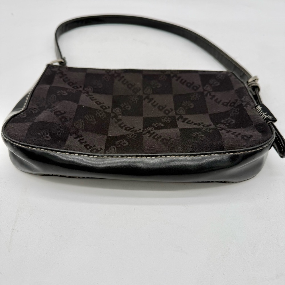 Vintage Y2K Mudd Shoulder Bag Black Checker Logo Purse Baguette 2000s - Picture 3 of 7
